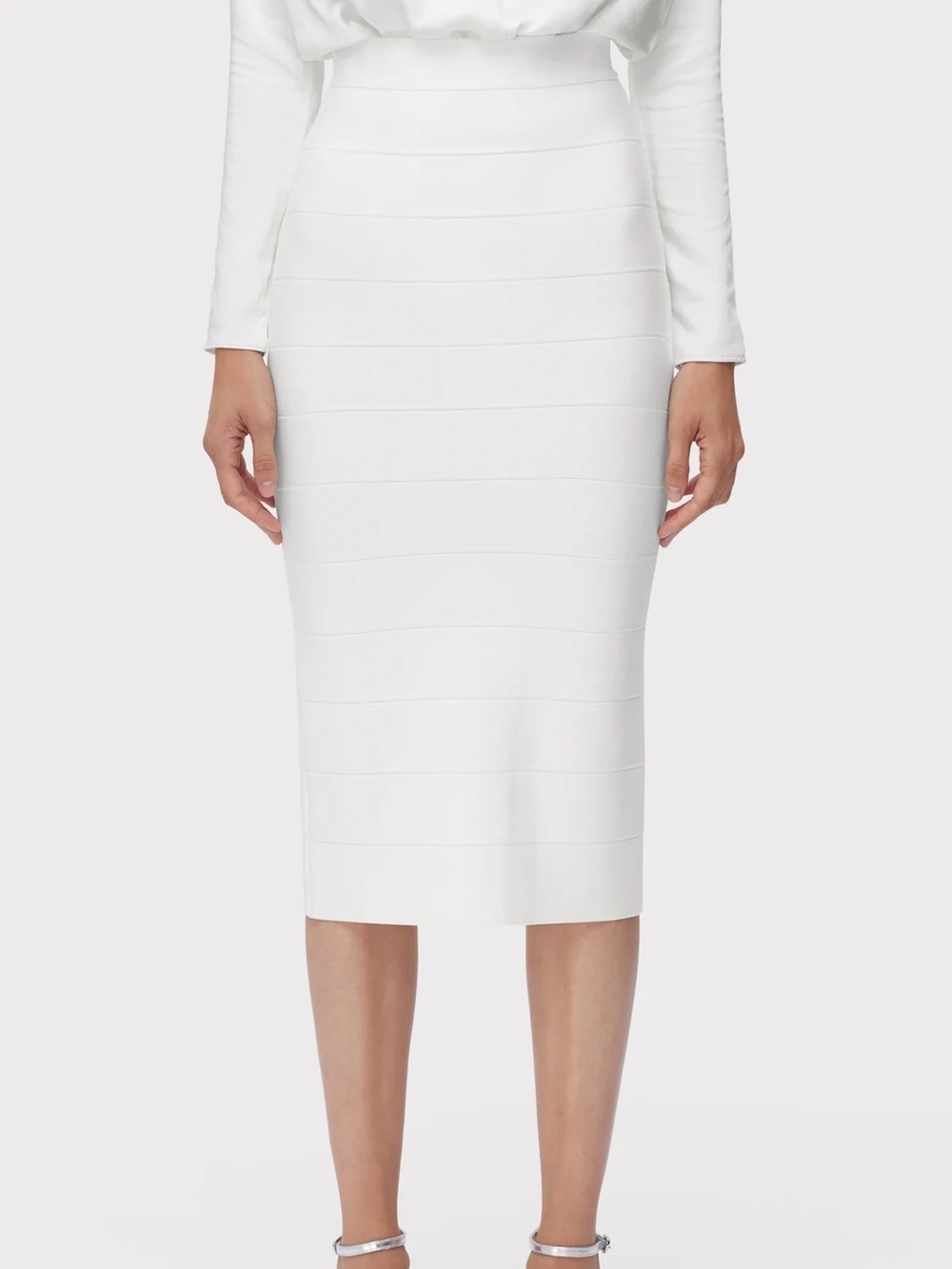 Herve Leger Ivory Icon Bandage Pencil Skirt (5)